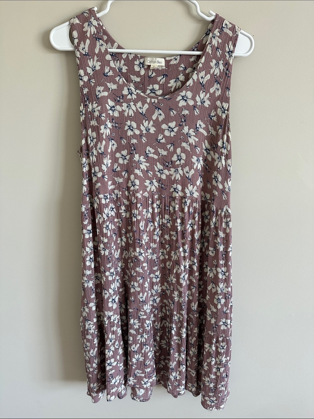 Cotton Bleu Sleeveless Floral Midi Dress in Mauve with Pockets